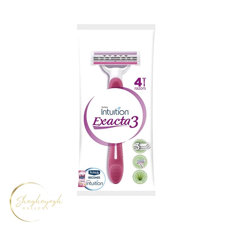 تیغ سه لبه زنانه شیک Exacta 3 بسته ۴ عددی Schick Exacta 3 Women Razors 4 Pack — تصویر ۲