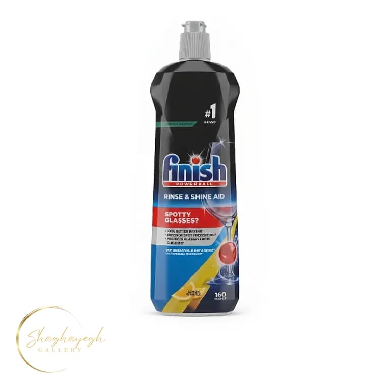 مایع جلادهنده و خشک‌کن ماشین ظرفشویی فینیش Rinse & Shine Aid لیمویی ۸۰۰ میل Finish Rinse & Shine Aid Lemon 800ml — تصویر ۴