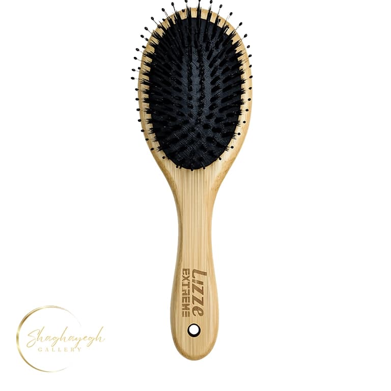 برس مو اکستنشن چوبی ضد وز و ماساژور کف سر لیز اکستریم مدل بیضی Lizze Extreme Wooden Oval Extension Hair Brush — تصویر ۳