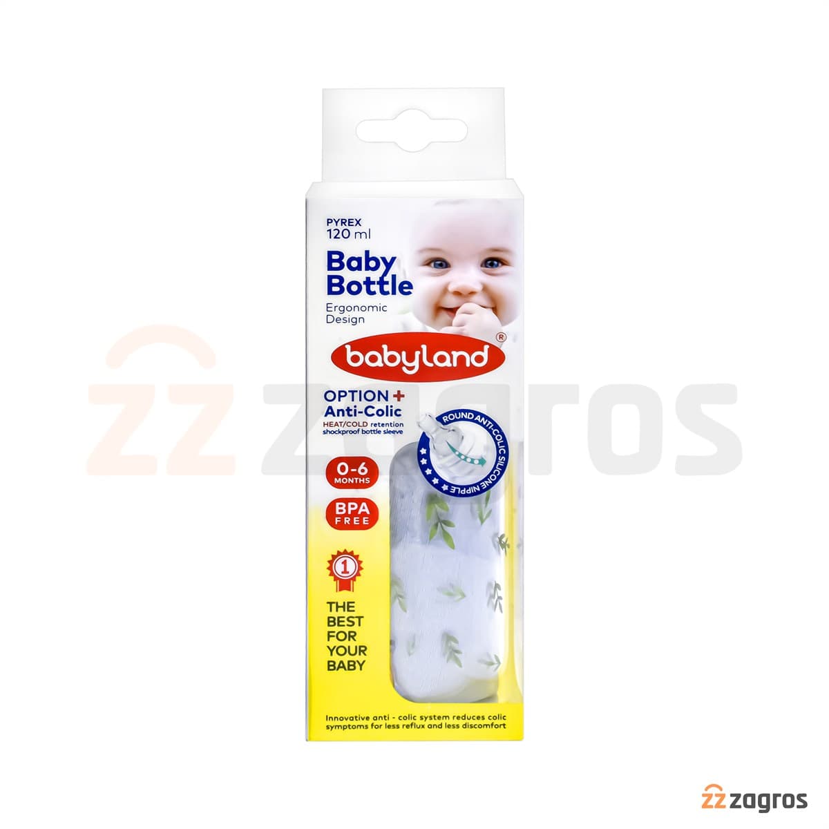 شیشه شیرخوری پیرکس بیبی لند سایز 6-0 ماهگی 517 کد 120میل Baby Land Pyrex milk bottle size 0-6 months 517 code 120 ml — تصویر ۷