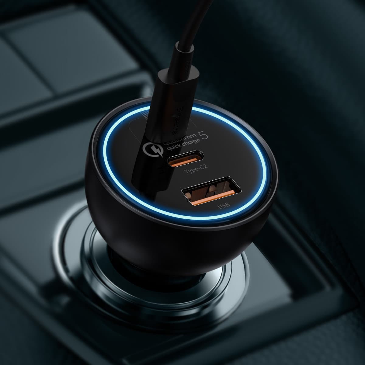 شارژر فندکی فست شارژ بیسوس Baseus QC5.0 C+C+U Car Charger TZCCZM-0G توان 160 وات همراه با کابل — تصویر ۹