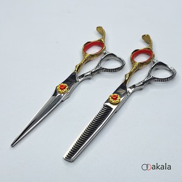 ست قیچی آرایشگری مدل A-S60-1 دسته طلایی 6 اینچ سه شیار صیام_فینی — تصویر ۶
