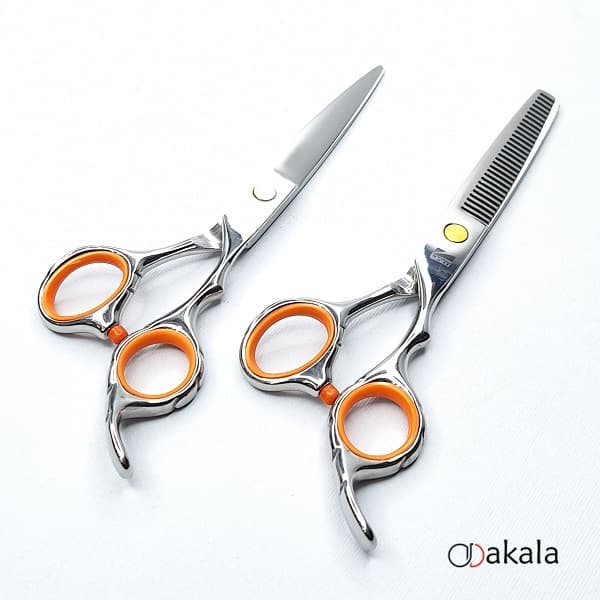 ست قیچی آرایشگری حلقه نارنجی بدون شیار 6 اینچ صیام_فینی PRO — تصویر ۱۰