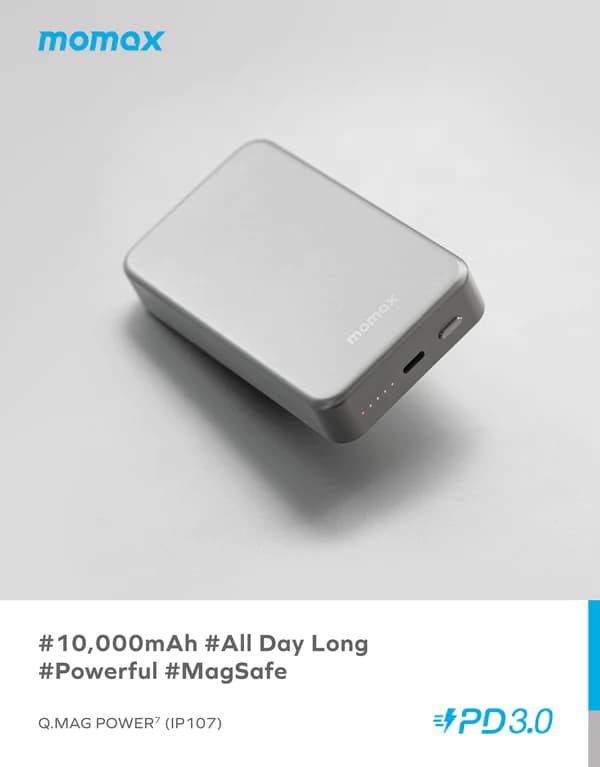 پاوربانک وایرلس مگنتی مومکس مدل Q.Mag Power 7 Magnetic IP107 با ظرفیت 10000mAh — تصویر ۸