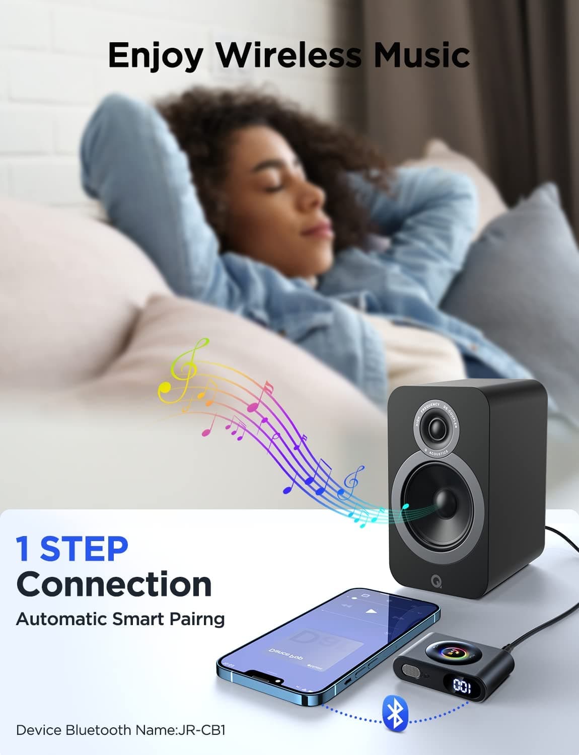 گیرنده بلوتوث جویروم Joyroom JR-CB1 Bluetooth Wireless Receiver for Car — تصویر ۴