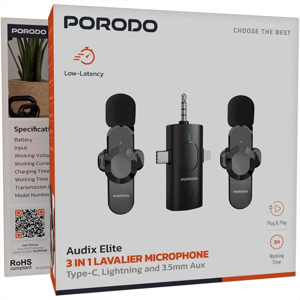 میکروفون یقه ای 3 در 1 پرودو مدل audix elite lavalier (PDLAMPHF13BK) — تصویر ۵