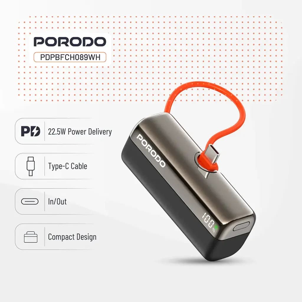 پاوربانک 5000 Porodo مدل Pocket Volt — تصویر ۸