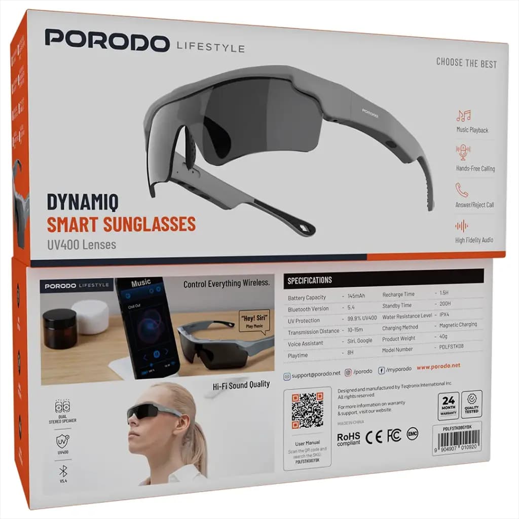 عینک آفتابی هوشمند Porodo مدل Dynamiq — تصویر ۳