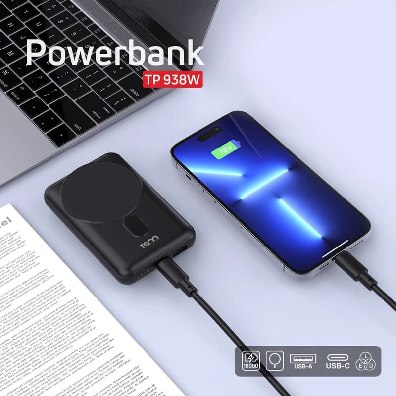پاوربانک وایرلس تسکو مدل TP 938W ظرفیت 10000 میلی آمپر ساعت — تصویر ۷
