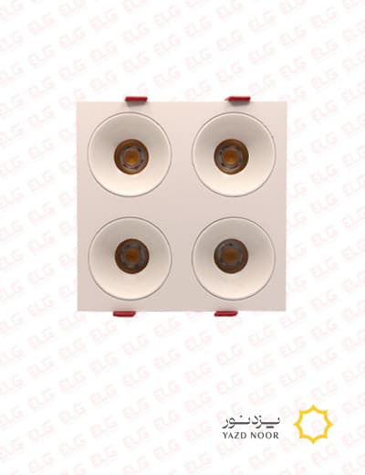 چراغ سقفی توکار چهار قلو دکوراتیو 4*12 وات رفلکتوردار یزد نور