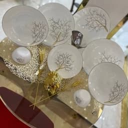 سرویس ارکوپال گرد درخت طلا (پسکرایه) برند اورنج اوپال 26پارچه 6نفره طرح درختی — تصویر ۳