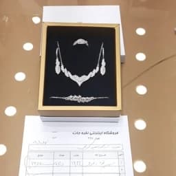 سرویس میکرو زنجیری نقره 925 طرح جواهر ابکاری طلا سفید — تصویر ۵