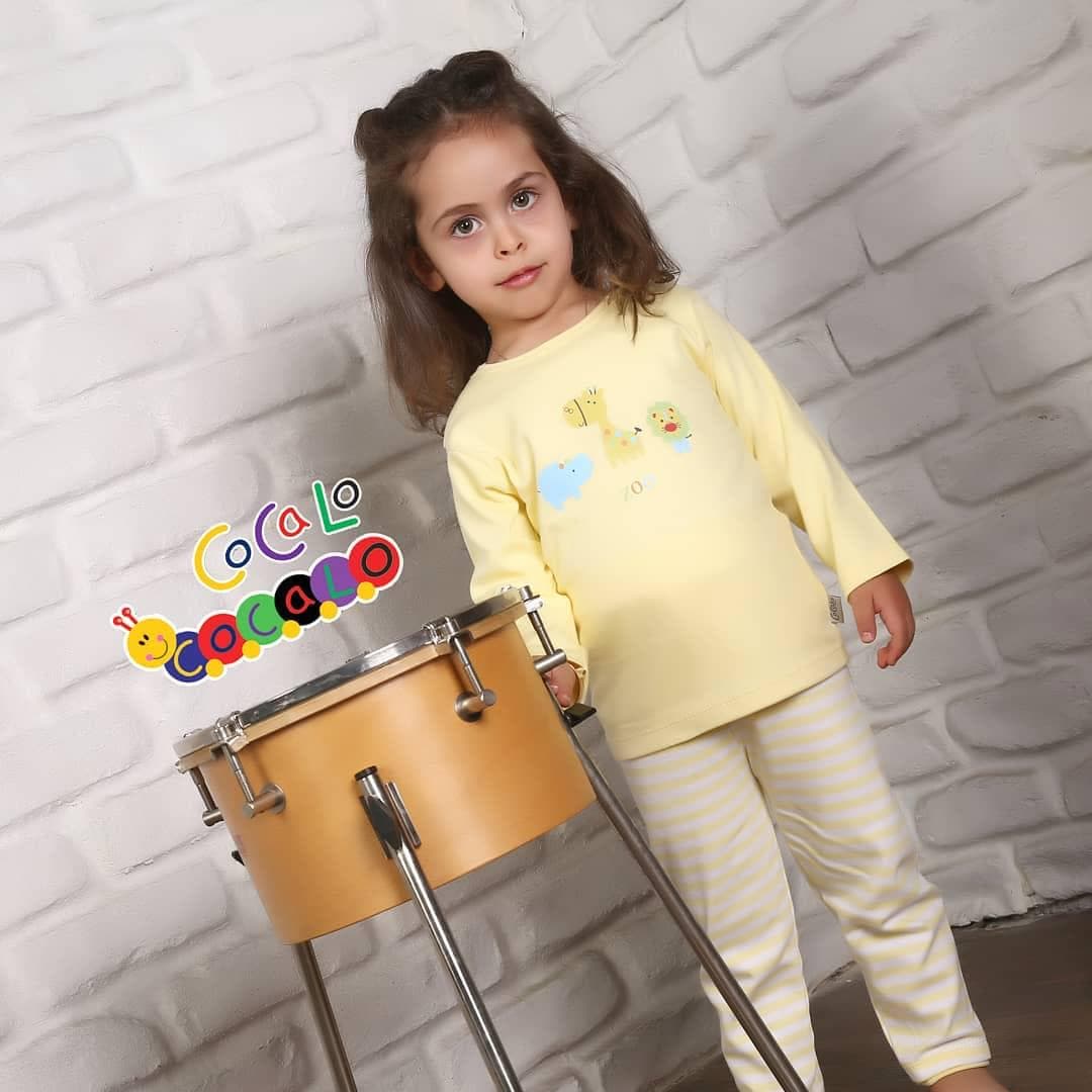 ست شلوار و بلوز آستین بلند نوزادی طرح باغ وحش زرد کوکالو — تصویر ۱۰