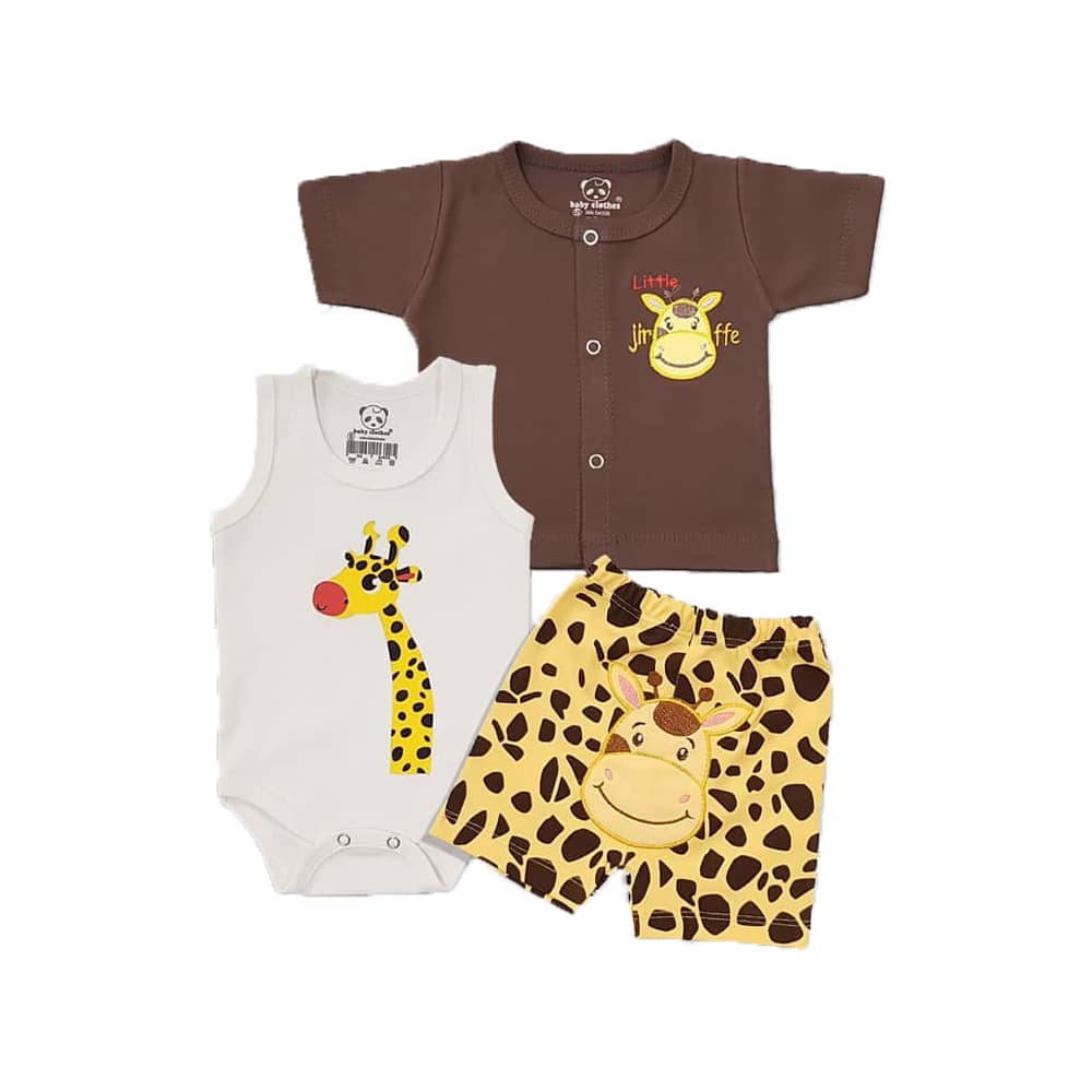 سه تکه لباس نوزادی دخترانه و پسرانه طرح زرافه baby clothes