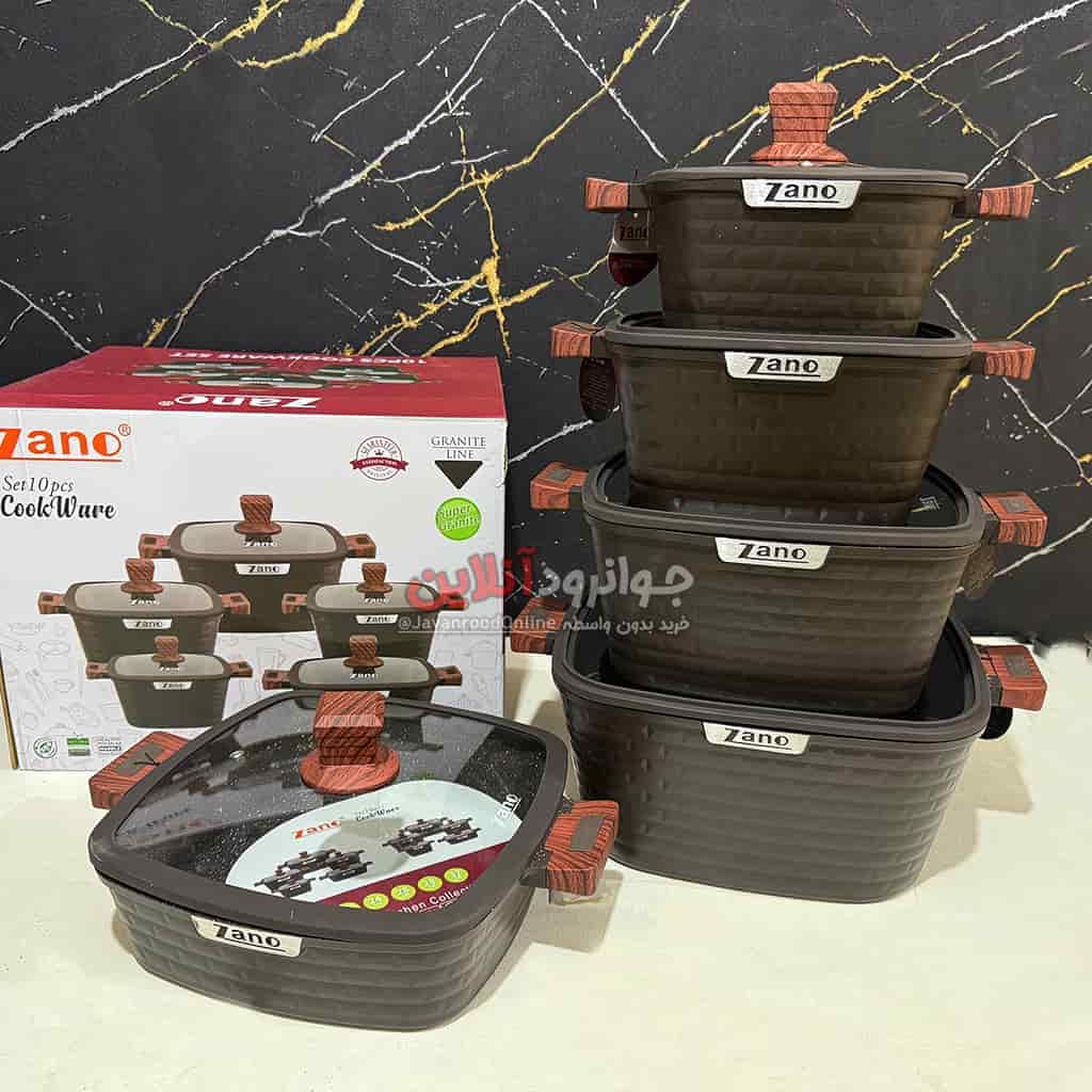 سرویس قابلمه آجری زانو طرح مربع ZA-3540 Zano