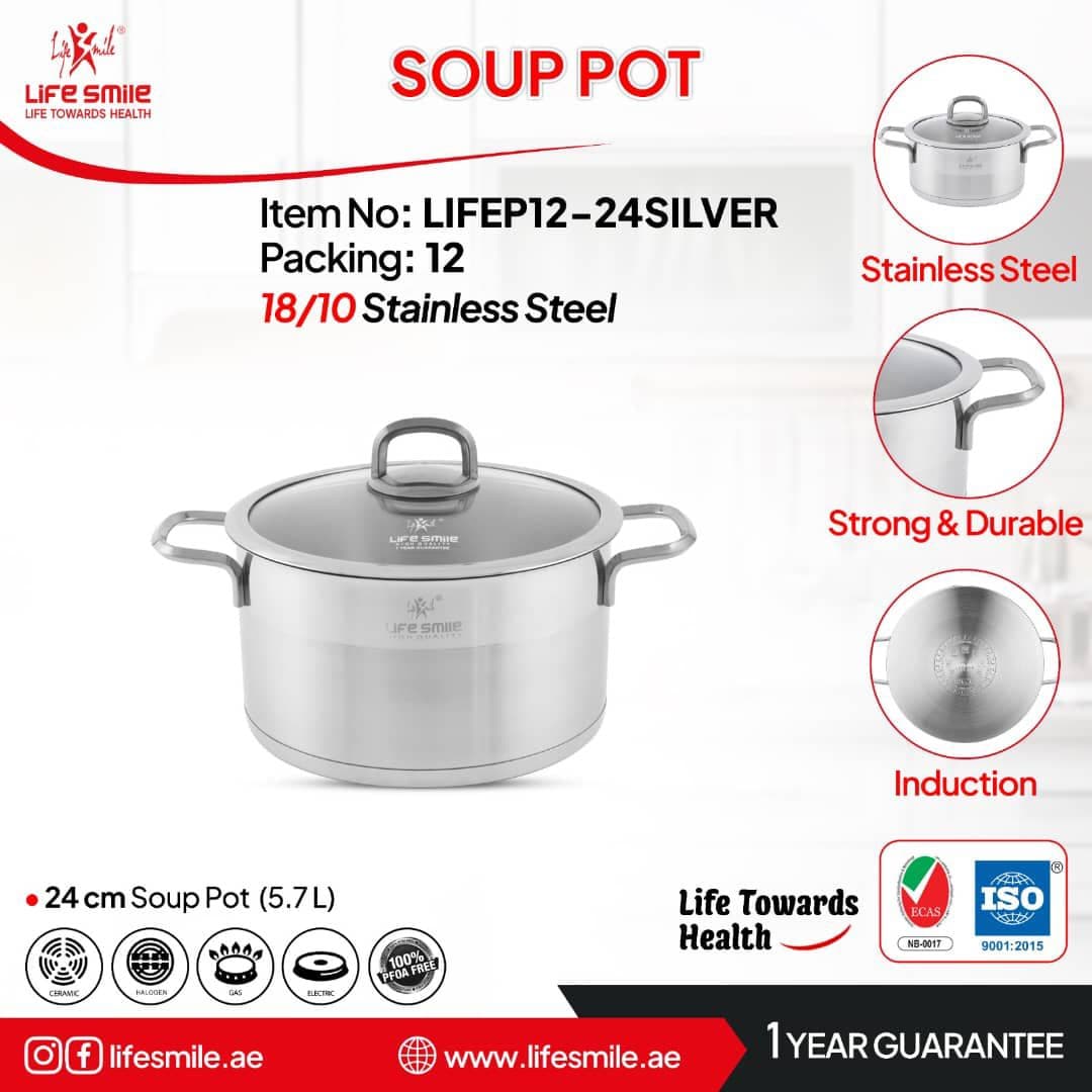 قابلمه استیل لایف اسمایل سایز 24 مدل Life Smile Lifep-12-24Silver — تصویر ۱۰