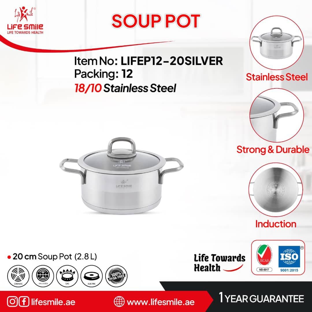 قابلمه استیل لایف اسمایل سایز 20 مدل Life Smile Lifep-12-20Silver — تصویر ۱۰