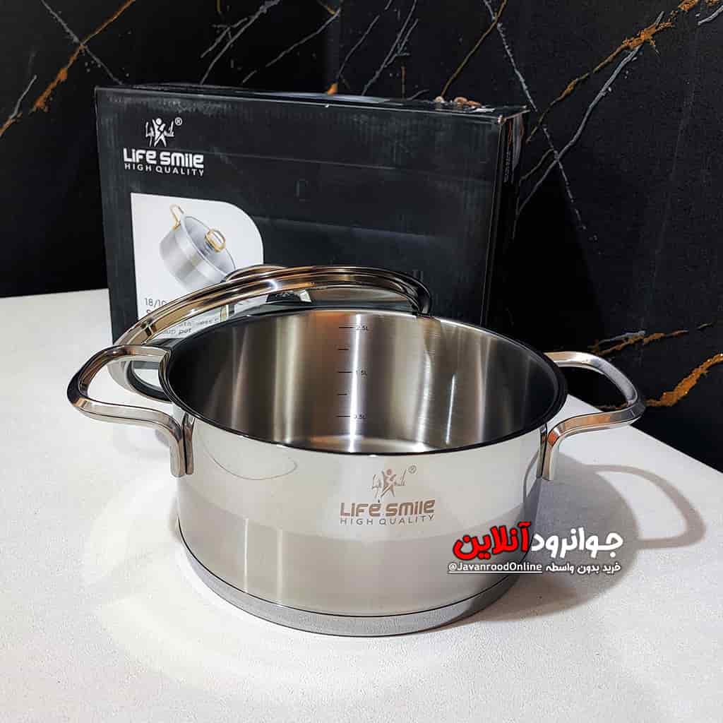 قابلمه استیل لایف اسمایل سایز 20 مدل Life Smile Lifep-12-20Silver — تصویر ۳