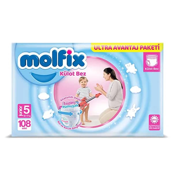 پوشک مولفیکس شورتی سایز 5 تعداد 108 عددی