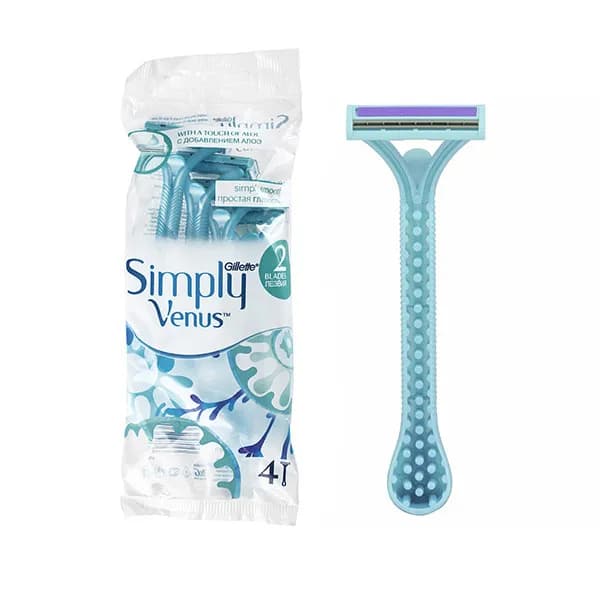خودتراش زنانه 2 تیغه ژیلت مدل simply venus بسته 4 عددی