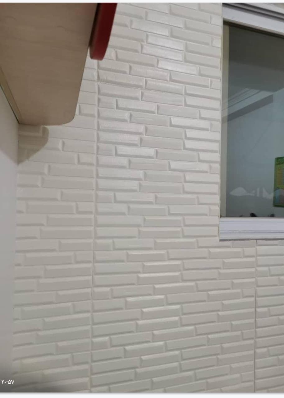 دیوار پوش فومی طرح شمش آجری چسب دار سفید 77*70 — تصویر ۷