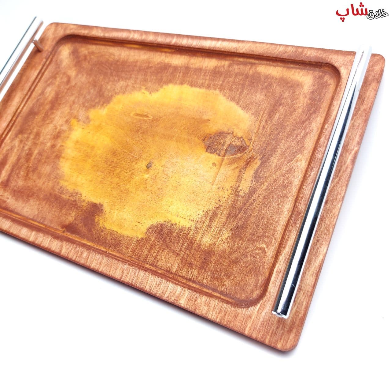 سینی چوبی مستطیل دسته فلزی کد 06 — تصویر ۱۲