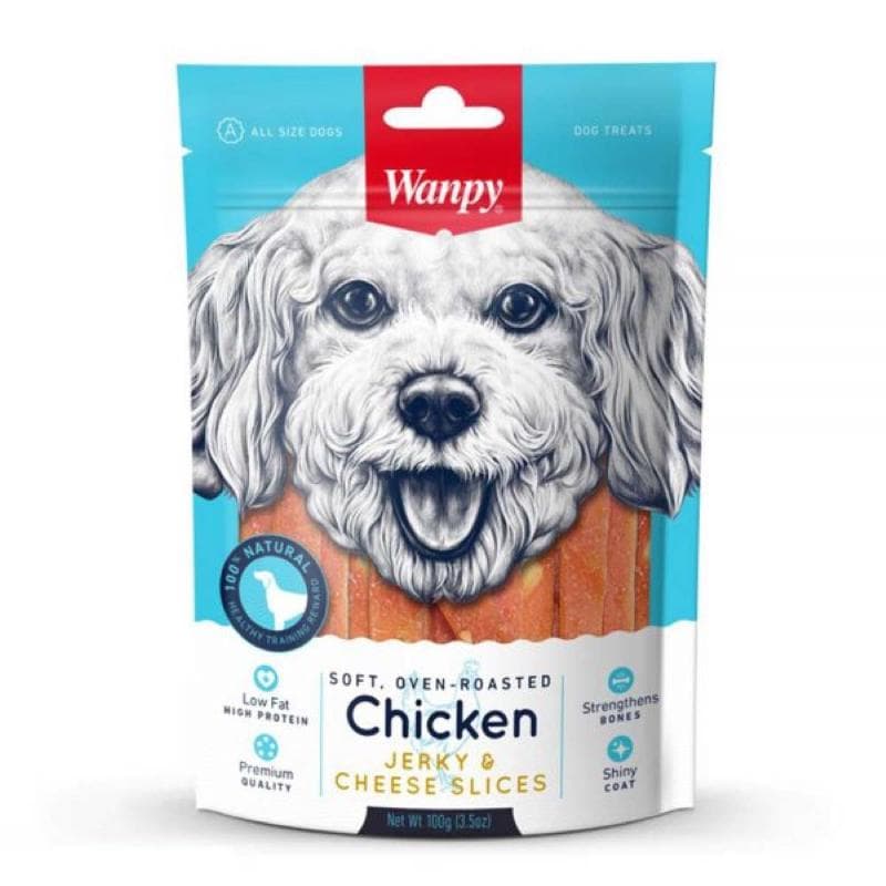 تشویقی سگ ونپی مدل نوار های ترد با طعم مرغ و پنیر وزن 100 گرم