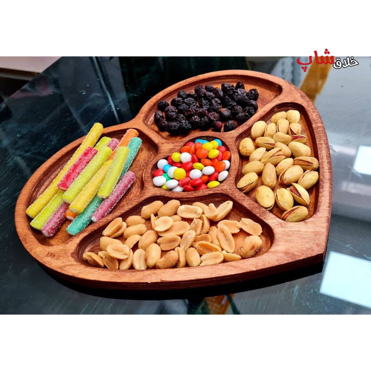 اردو خوری چوبی مدل قلب 5 خانه کد 19 — تصویر ۵
