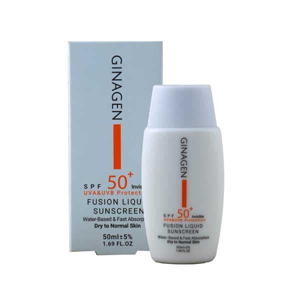 ضدآفتاب بی رنگ spf+50 پوست نرمال و خشک ژیناژن مدل FUSION LIQUID