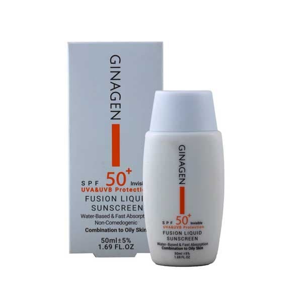 ضد آفتاب بی رنگ spf+50 پوست چرب و مختلط ژیناژن مدل Fusion LIQUID