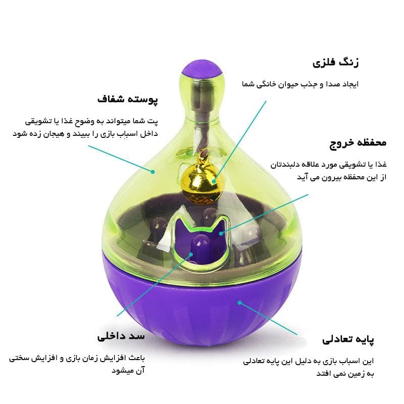 اسباب بازی تعادلی سگ و گربه با مخزن تشویقی مدل زنگوله دار — تصویر ۸