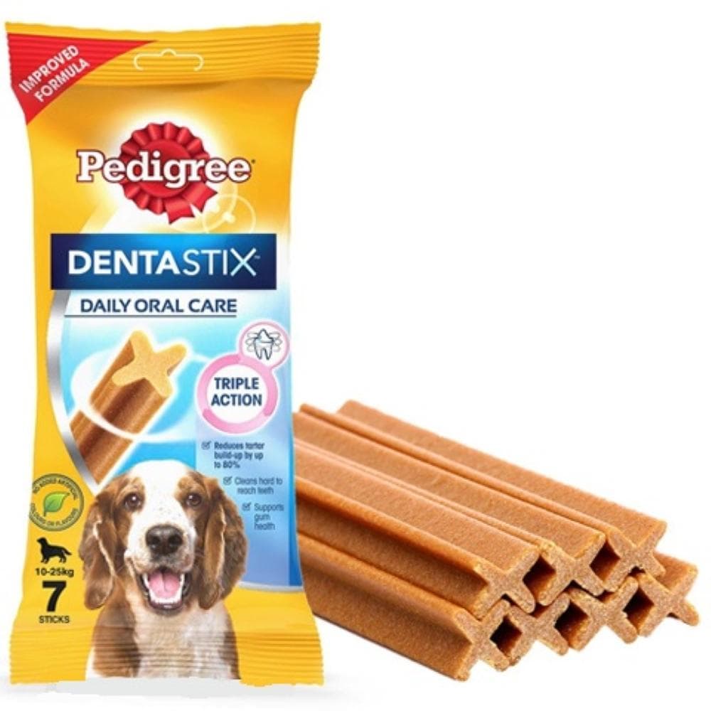 تشویقی دنتال سگ نژاد متوسط پدیگری مدل Dentastix وزن 180 گرم — تصویر ۳