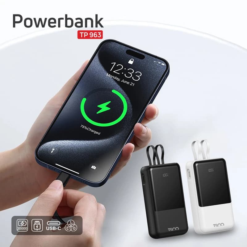 پاور بانک تسکو مدل TP 963 با ظرفیت 20000 میلی آمپر ساعت — تصویر ۳