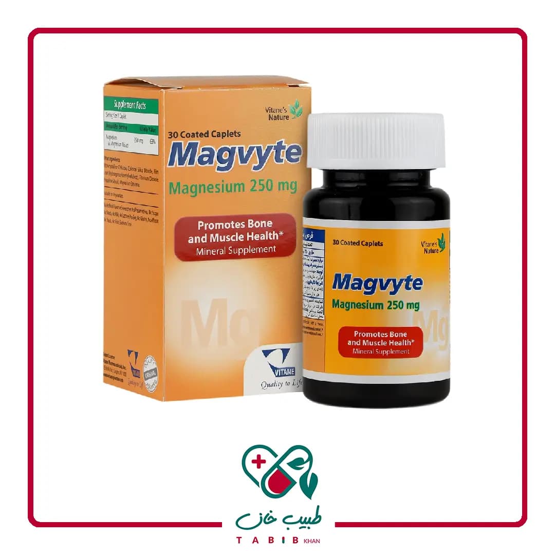قرص مگویت 250 میلی گرم ویتان 30 عددی/Vitane Magvyte 250 mg 30 Coated Caplets — تصویر ۲