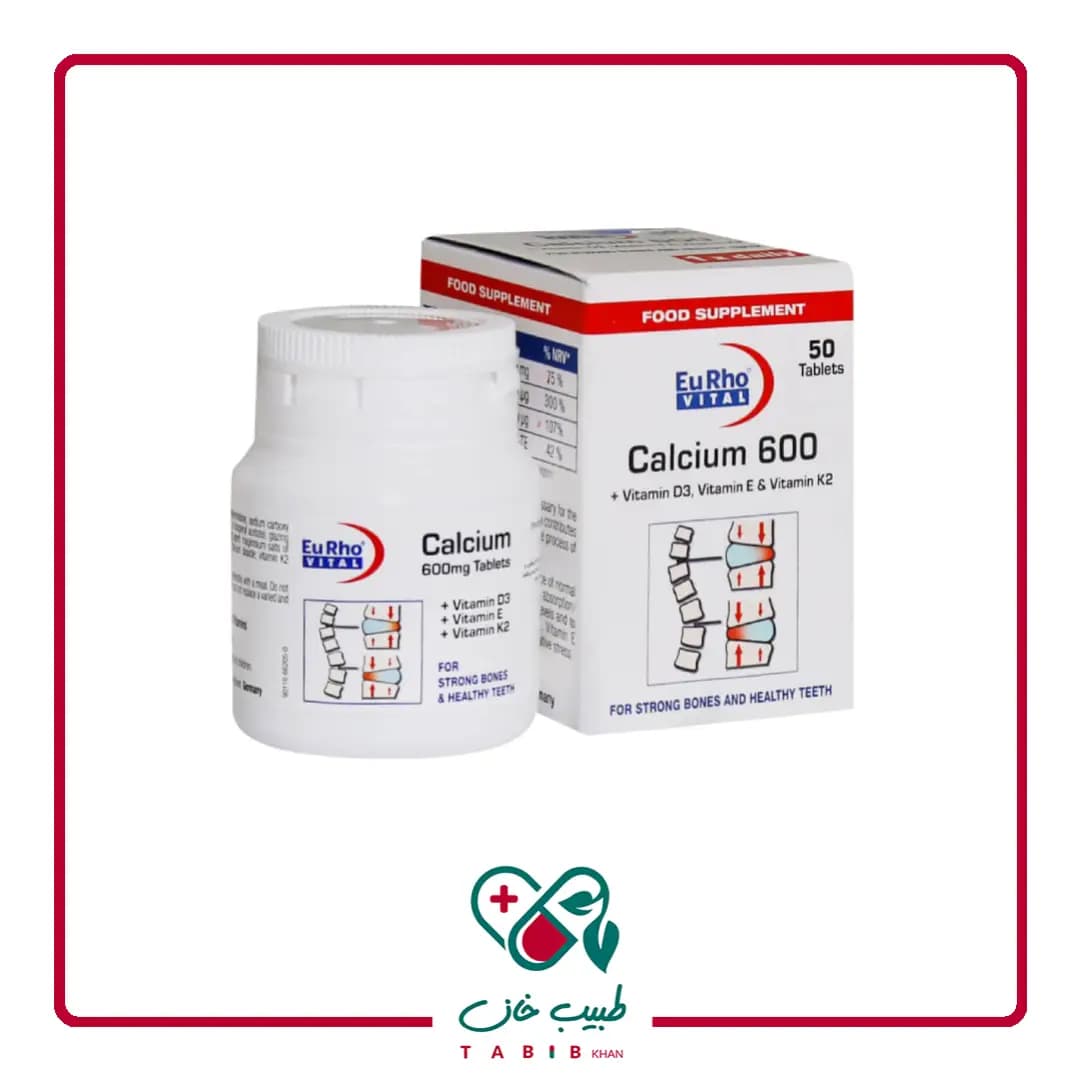 قرص کلسیم و ویتامین D3 یوروویتال 50 عدد/EurhoVital Calcium 600 mg and Vitamin D3 tabs — تصویر ۲