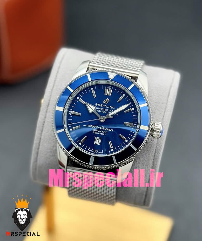 ساعت برایتلینگ مردانه اتوماتیک بند استیل حصیری صفحه ابی Breitling Super Ocean 020956 — تصویر ۷