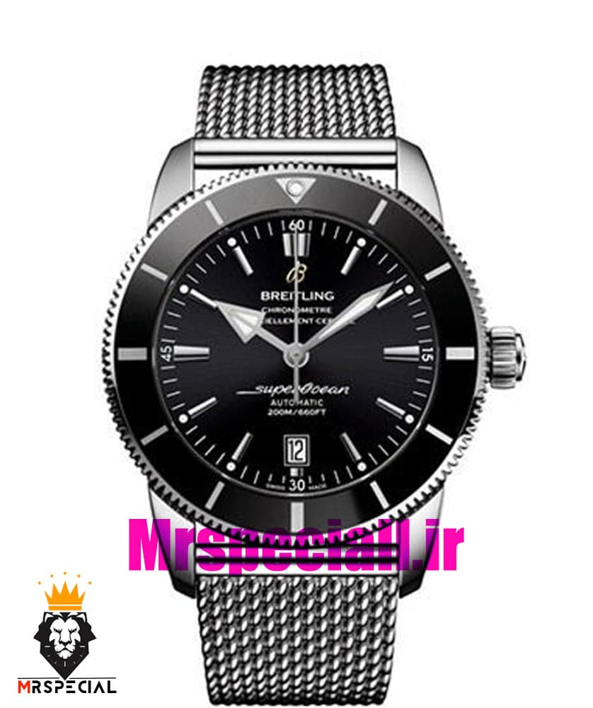 ساعت برایتلینگ مردانه اتوماتیک بند استیل حصیری صفحه مشکی Breitling Super Ocean 020955 — تصویر ۲