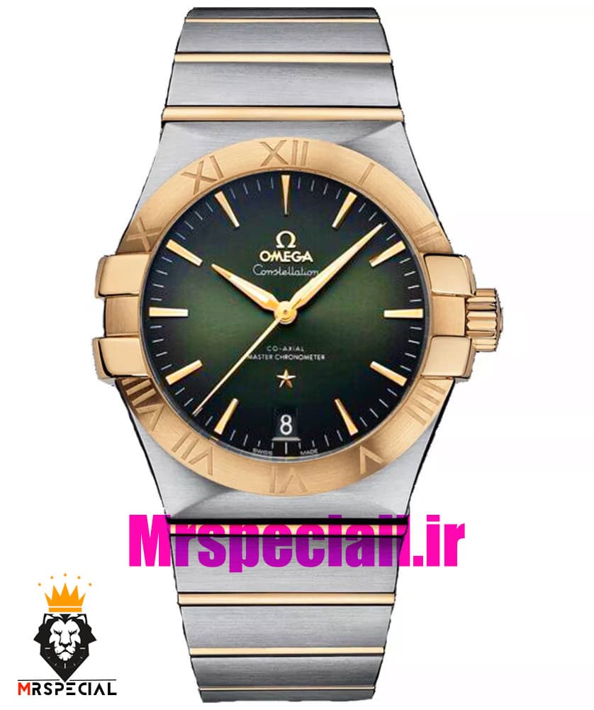 ساعت امگا مردانه مدل کانسلیشن دو رنگ طلایی صفحه سبز OMEGA Constllation 020953