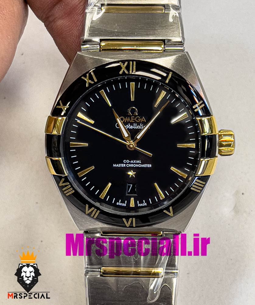 ساعت امگا مردانه مدل کانسلیشن دو رنگ طلایی صفحه مشکی OMEGA Constllation Co-Axial 020950 — تصویر ۱۱