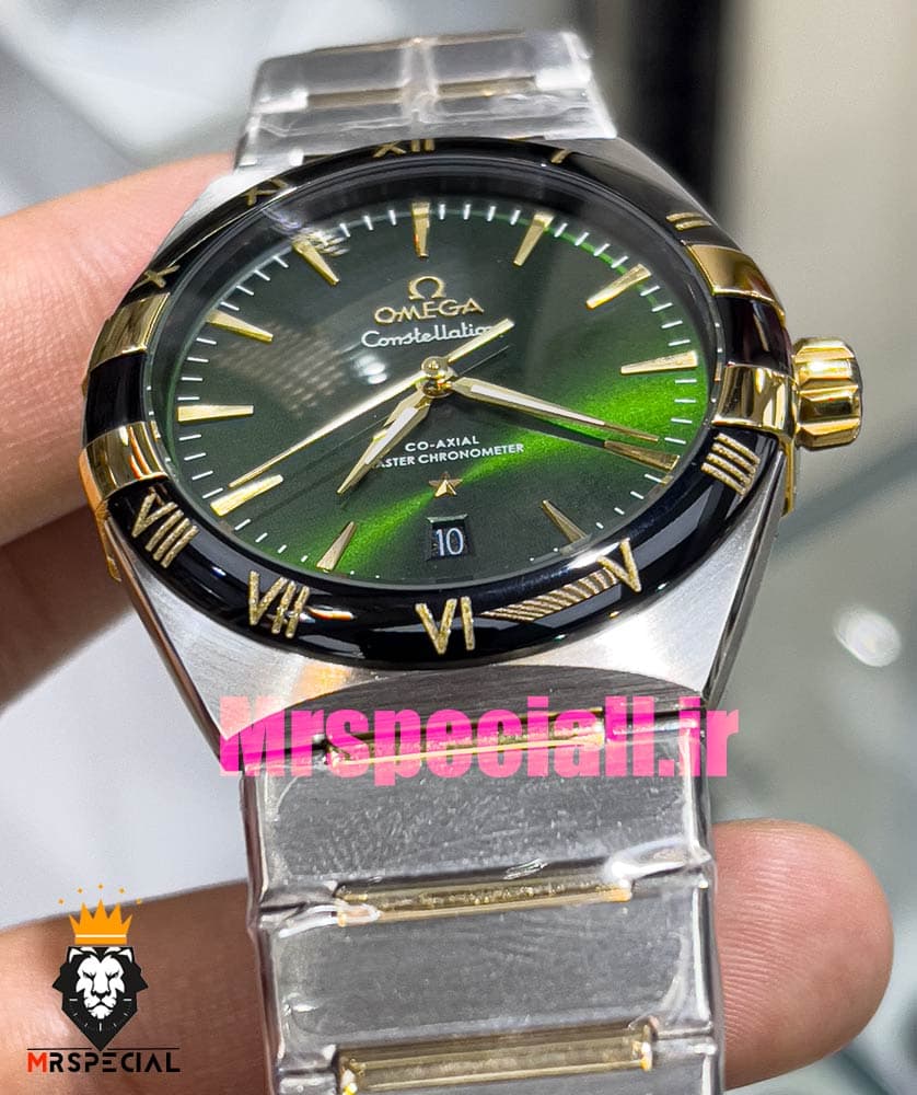 ساعت امگا مردانه مدل کانسلیشن دو رنگ طلایی صفحه سبز OMEGA Constllation Co-Axial 020949 — تصویر ۵