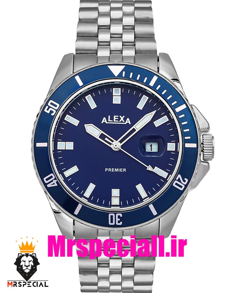 ساعت الکسا مردانه اورجینال بند استیل صفحه ابی 020941 ALEXA Premier