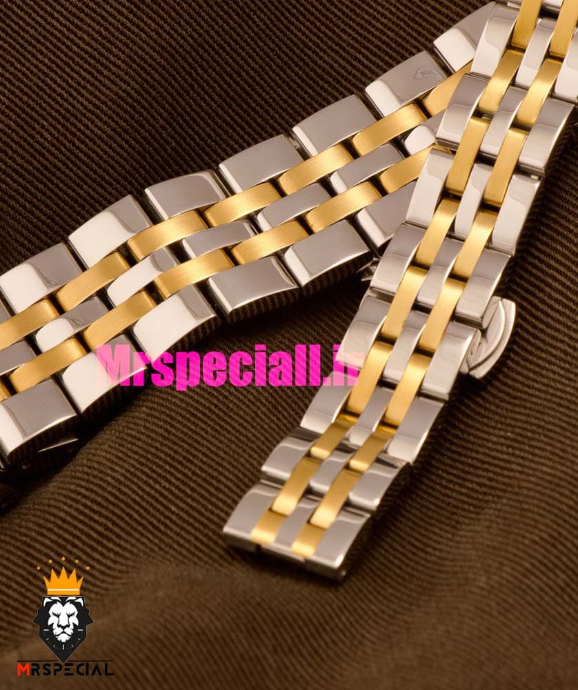 ساعت الکسا ست مردانه و زنانه بند استیل دو رنگ طلایی صفحه سبز 020938 ALEXA SPECIAL — تصویر ۵