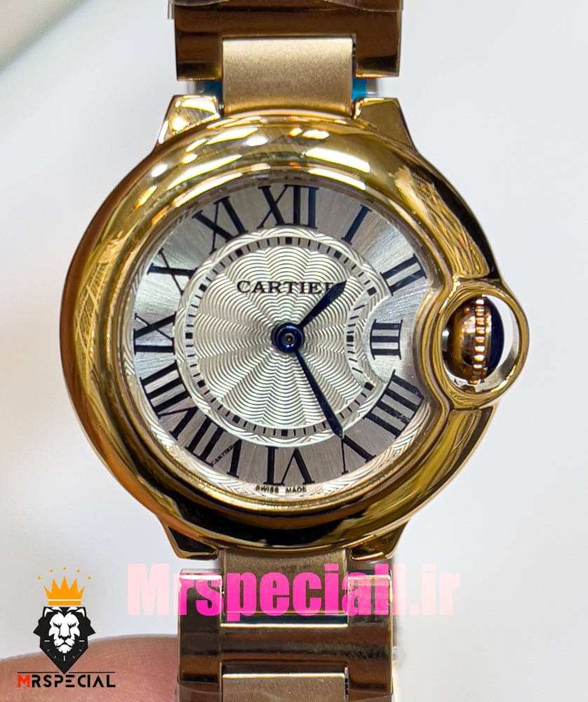 ساعت زنانه کارتیه مدل بالن بلو بند استیل رزگلد صفحه سفید cartier ballon bleu 020908 — تصویر ۳