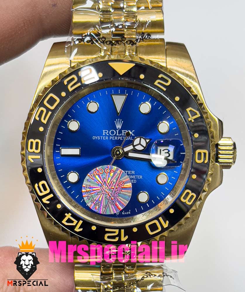 ساعت رولکس مردانه مدل جی ام تی مستر اتوماتیک طلایی صفحه ابی 020906 ROLEX GMT MASTER — تصویر ۱۰