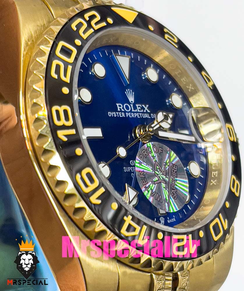 ساعت رولکس مردانه مدل جی ام تی مستر اتوماتیک طلایی صفحه ابی 020906 ROLEX GMT MASTER — تصویر ۱۱