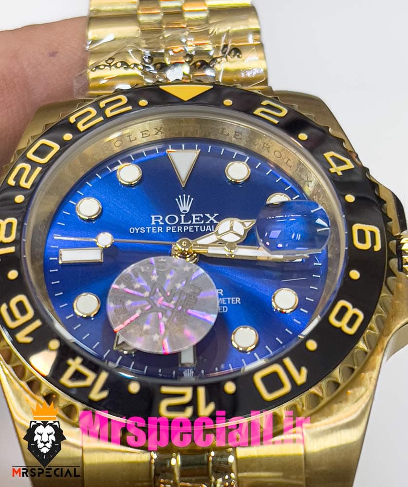 ساعت رولکس مردانه مدل جی ام تی مستر اتوماتیک طلایی صفحه ابی 020906 ROLEX GMT MASTER — تصویر ۱۲