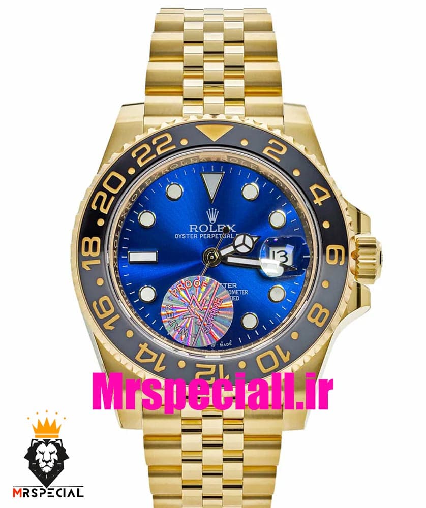 ساعت رولکس مردانه مدل جی ام تی مستر اتوماتیک طلایی صفحه ابی 020906 ROLEX GMT MASTER — تصویر ۹