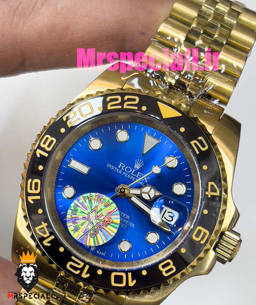 ساعت رولکس مردانه مدل جی ام تی مستر اتوماتیک طلایی صفحه ابی 020906 ROLEX GMT MASTER — تصویر ۷