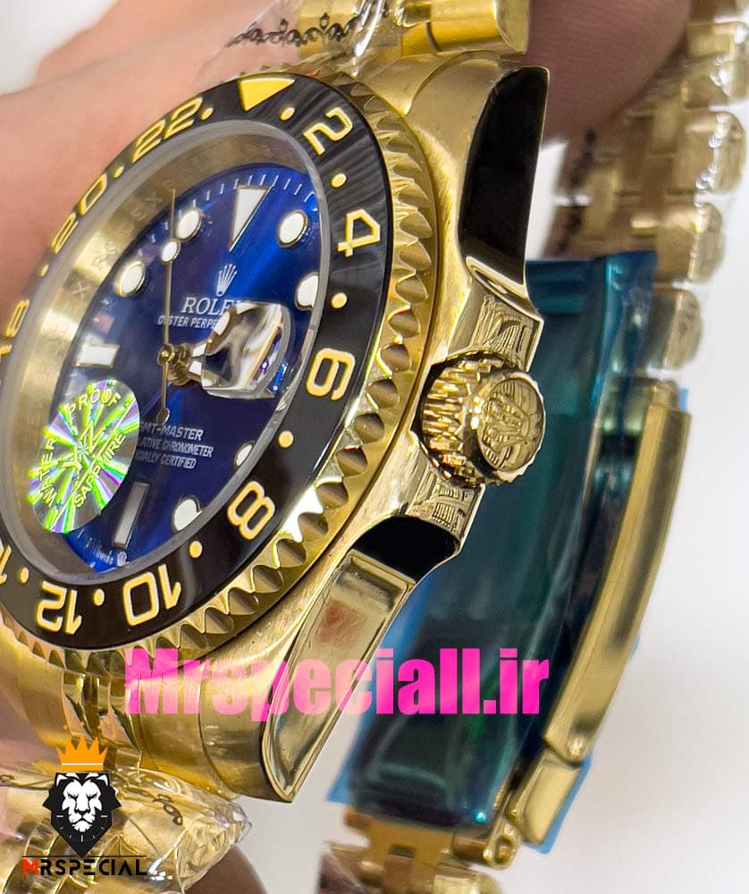 ساعت رولکس مردانه مدل جی ام تی مستر اتوماتیک طلایی صفحه ابی 020906 ROLEX GMT MASTER — تصویر ۶