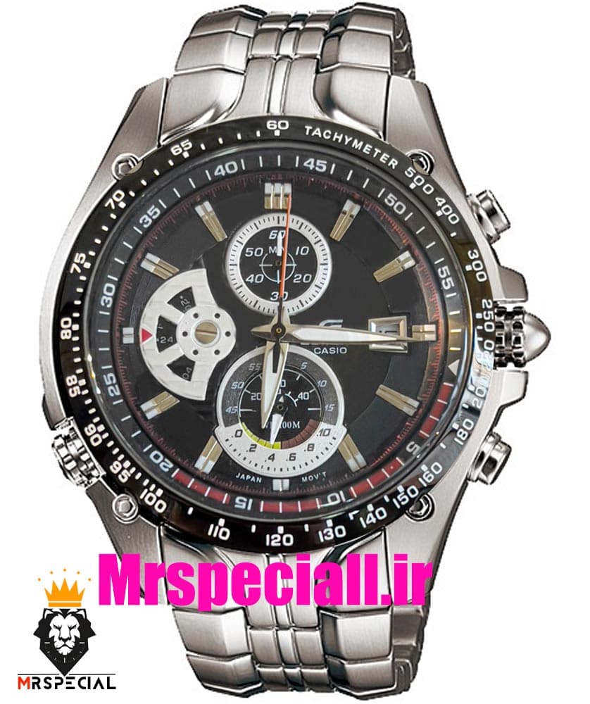 ساعت کاسیو ادیفایس مردانه استیل کرنوگراف صفحه مشکی Casio Edifice 020901 — تصویر ۸